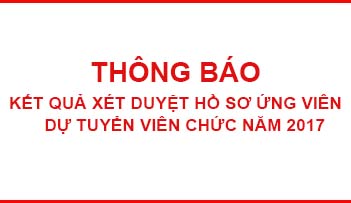 Thông báo kết quả xét duyệt hồ sơ ứng viên dự tuyển viên chức năm 2017